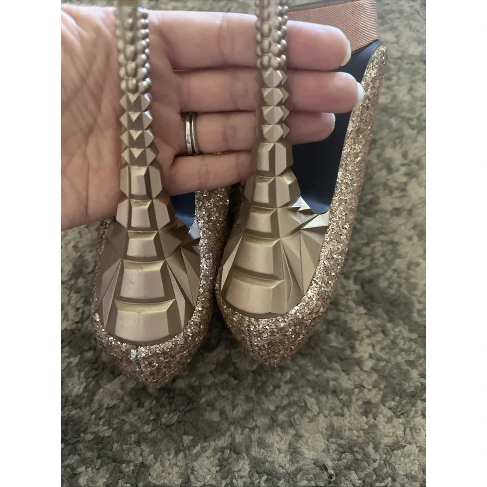 RACHEL ROY RFKEEDAN SZ 7 ROSE GOLD GLITTER SPARKLE PLATFORM 5.5